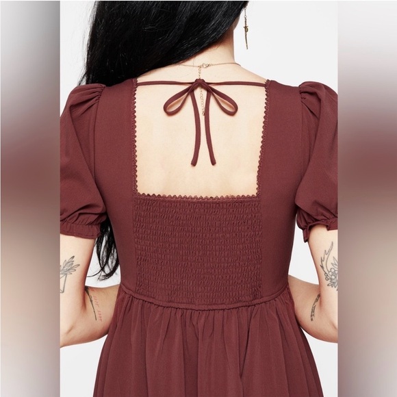 NWOT Disturbia Burgundy Square-Neck Maxi Dress Size US 10 - Picture 4 of 7